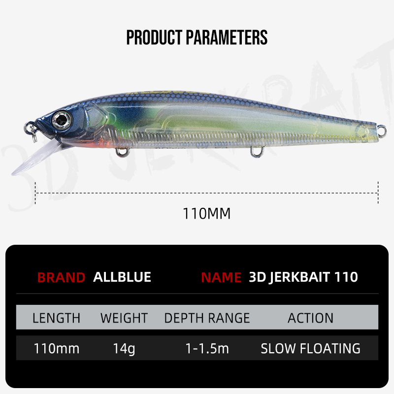 올블루 3D 저크베이트 워블러 낚시 루어 110mm 1 - Fishing Lure Jerkbait 리뷰 및 가격