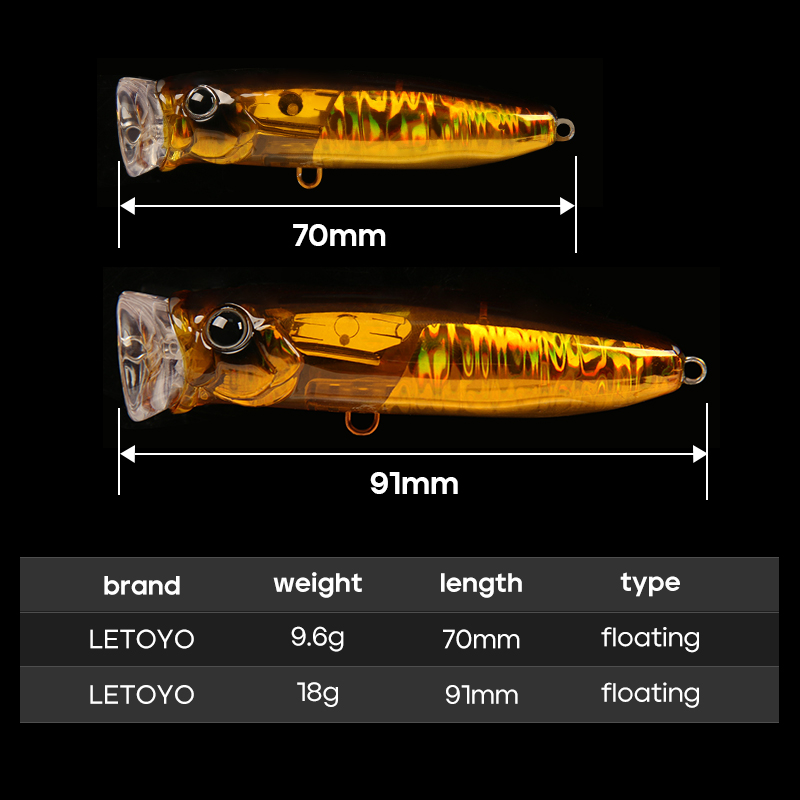 레토요 9.6g/18g 플로팅 포퍼 루어 탑워터 하드  - Fishing Lure Popper 리뷰 및 가격